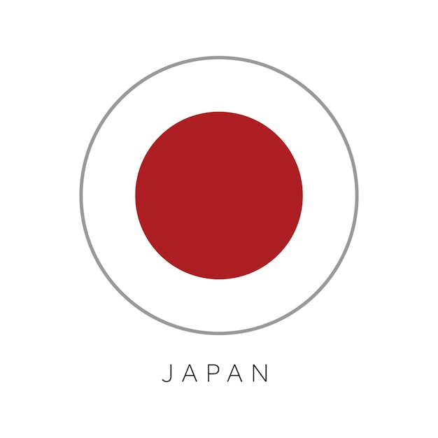 Icono de vector de círculo redondo de bandera de Japón