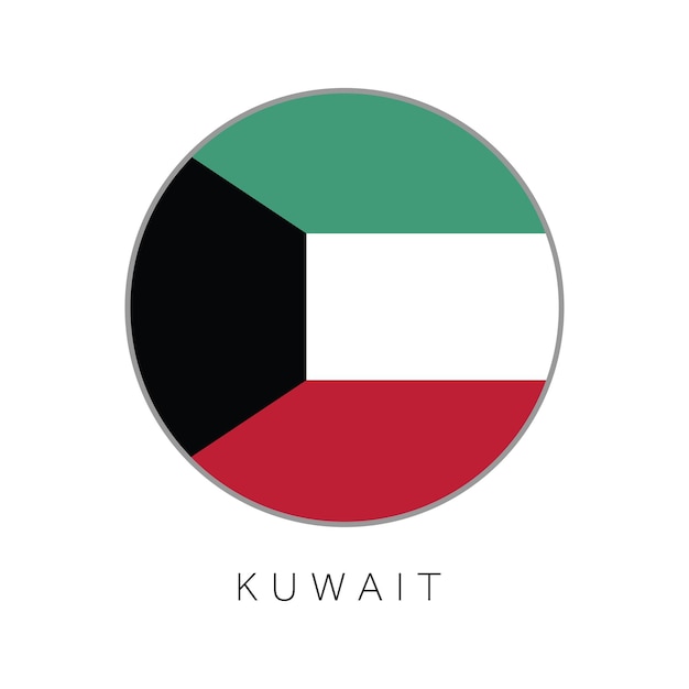 Icono de vector de círculo redondo de bandera de kuwait