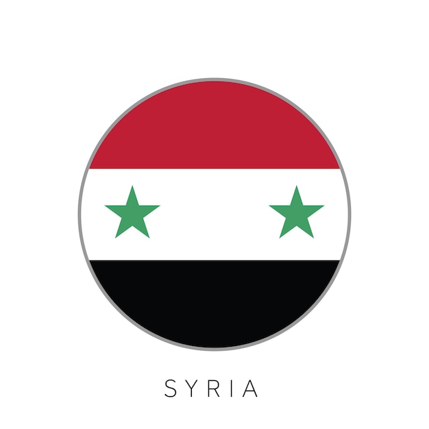 Icono de vector de círculo redondo de bandera de Siria