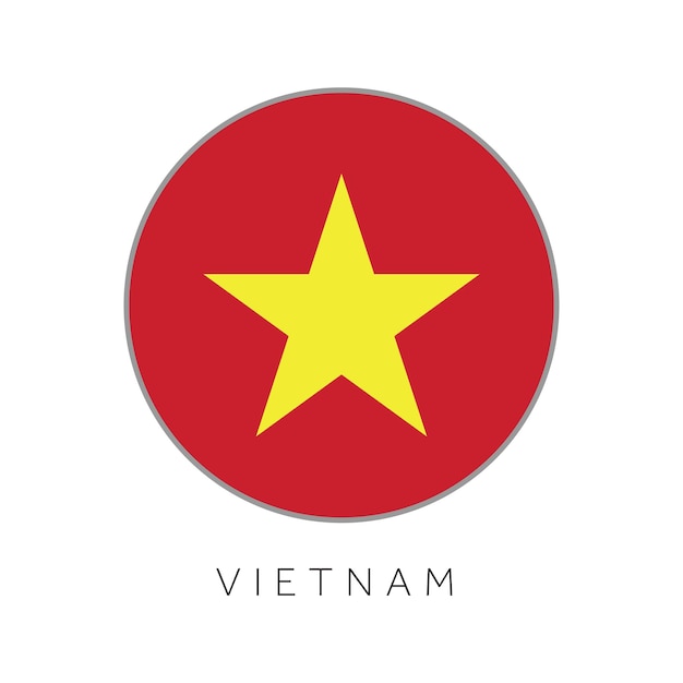 Icono de vector de círculo redondo de bandera de Vietnam