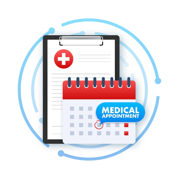 Icono de vector de cita médica El estilo es símbolo plano bicolor colores azules suaves ángulos redondeados