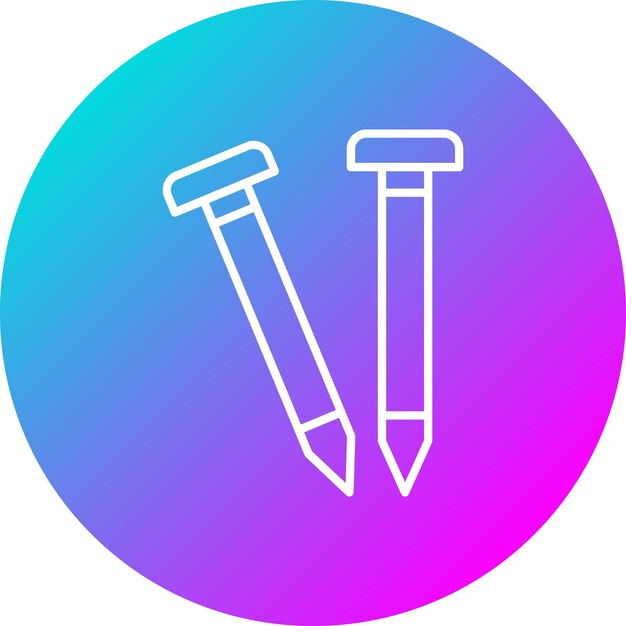 El icono del vector de clavos se puede usar para el conjunto de iconos de herramientas de construcción