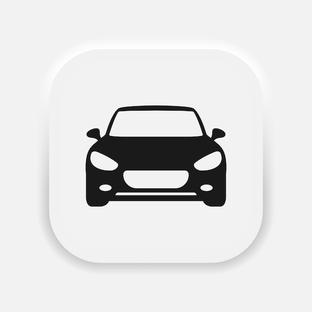 Icono de vector de coche Logotipo frontal de vista simple aislado Diseño de logotipo de coche de estilo automático en estilo de neumorfismo Vector EPS 10