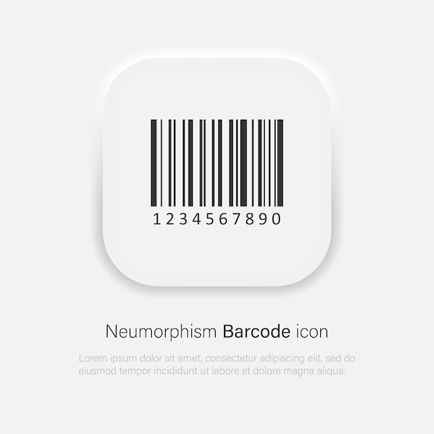 Icono de vector de código de barras en estilo moderno neumorfismo. Eps vectoriales 10