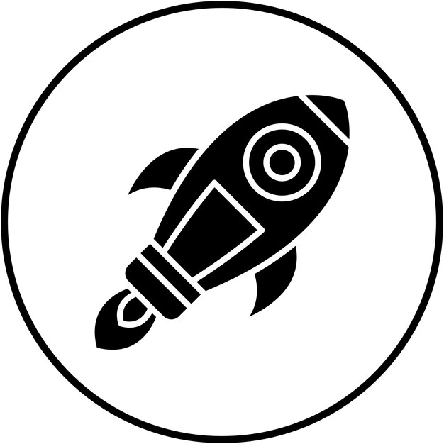 El icono del vector de cohete se puede usar para el conjunto de iconos de tecnología espacial