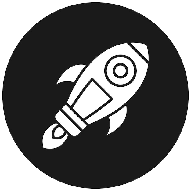 El icono del vector de cohete se puede usar para el conjunto de iconos de tecnología espacial