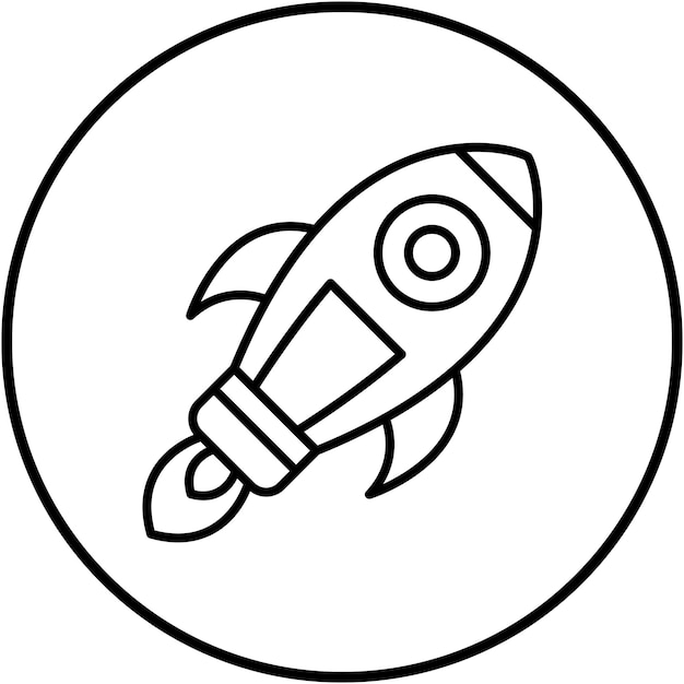 El icono del vector de cohete se puede usar para el conjunto de iconos de tecnología espacial