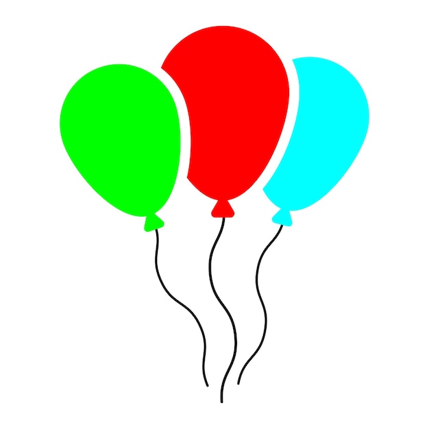 Icono de vector de color de globos sobre fondo blanco