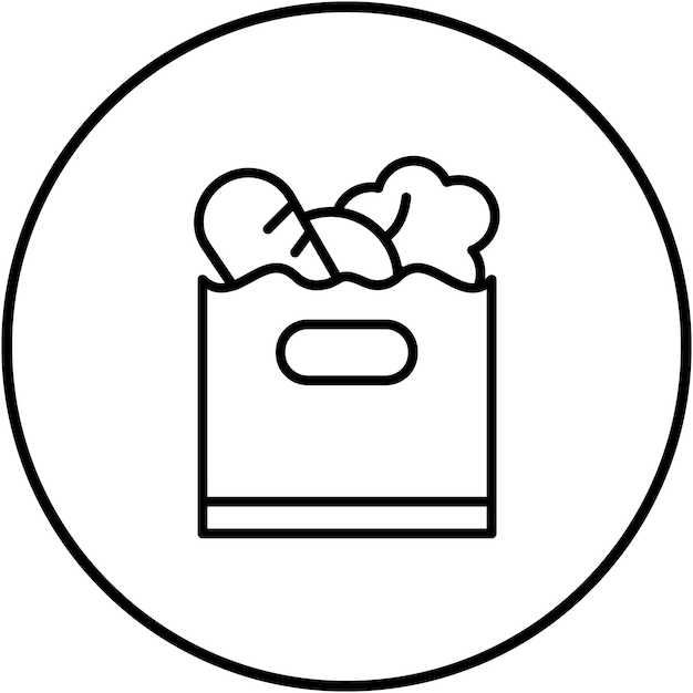 El icono del vector de comestibles se puede utilizar para el conjunto de iconos de entrega de alimentos