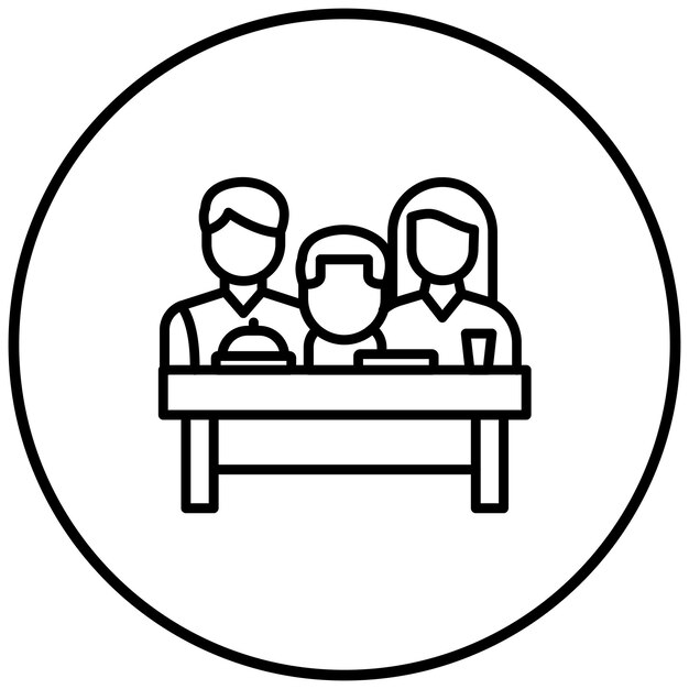 El icono del vector de comida familiar se puede usar para el conjunto de iconos de adopción de niños