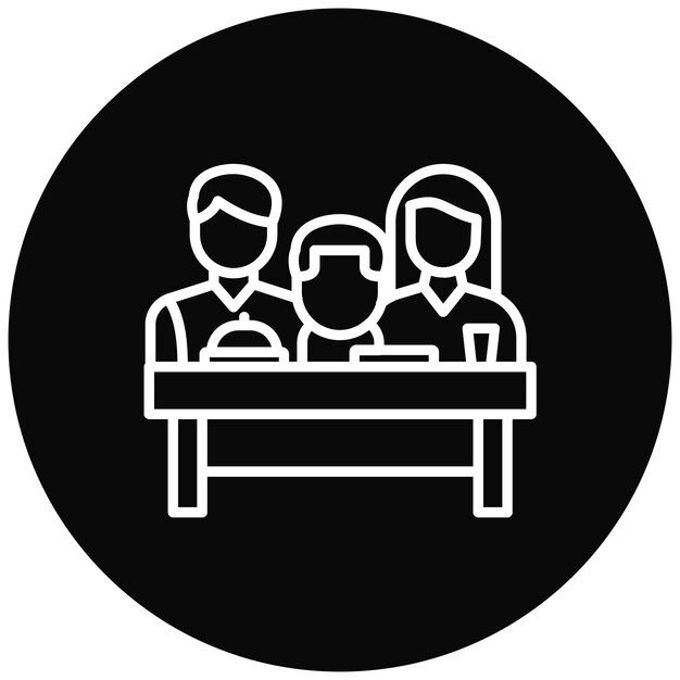 El icono del vector de comida familiar se puede usar para el conjunto de iconos de adopción de niños