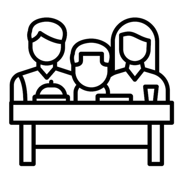 El icono del vector de comida familiar se puede usar para el conjunto de iconos de adopción de niños