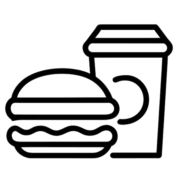 el icono del vector de comida rápida 12 conjunto islate icono de fondo blanco contorno