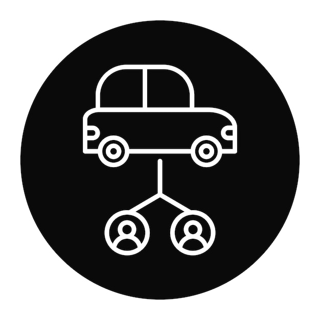 El icono del vector de compartición de automóviles se puede usar para el conjunto de iconos del espacio de trabajo conjunto