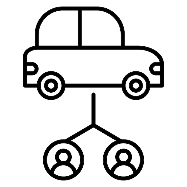 El icono del vector de compartición de automóviles se puede usar para el conjunto de iconos del espacio de trabajo conjunto
