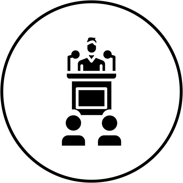 El icono del vector de la conferencia se puede utilizar para el conjunto de iconos de comunicaciones
