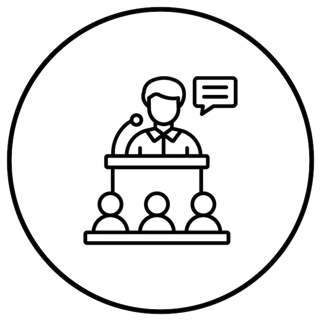 El icono del vector de la conferencia se puede utilizar para el conjunto de iconos de la escuela