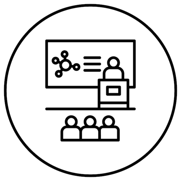 El icono del vector de la conferencia de química se puede utilizar para el conjunto de iconos de química