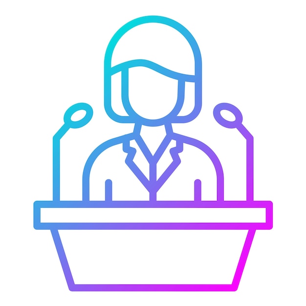 El icono del vector del conferenciante se puede utilizar para el conjunto de iconos de mujeres