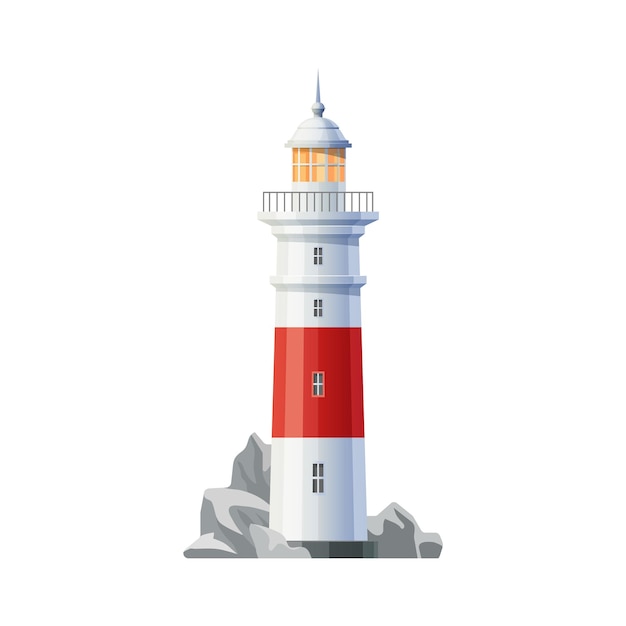 Icono de vector de construcción de faro de mar antiguo