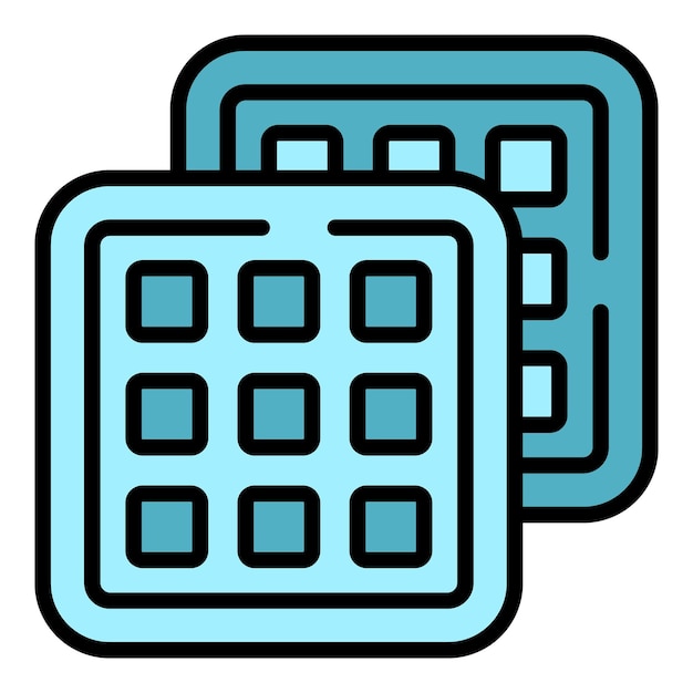 El icono del vector de contorno del equipo de la máquina de waffle es una máquina de hierro de color plano de horneado belga.