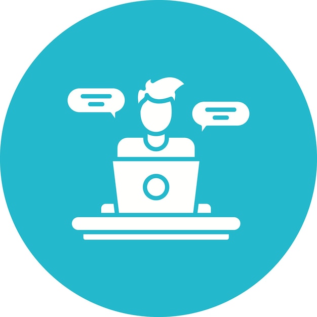 El icono del vector de conversación de la persona se puede utilizar para el conjunto de iconos de trabajo desde el hogar