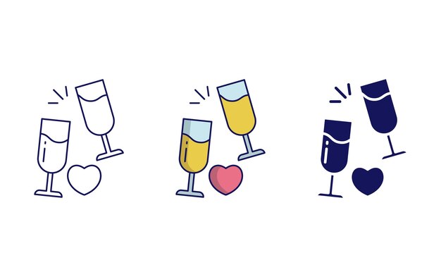Icono de vector de copa de vino