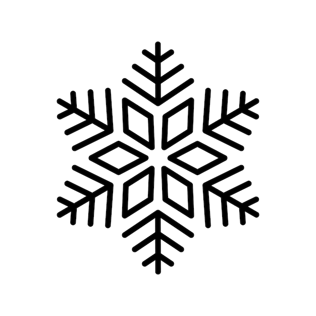 Icono de vector de copo de nieve Elemento de vector negro aislado sobre fondo blanco