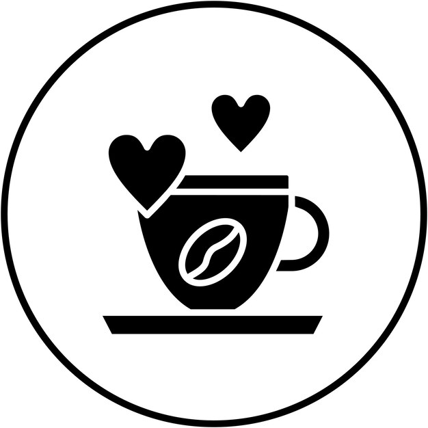 El icono del vector del corazón del café se puede usar para el conjunto de iconos de la cafetería