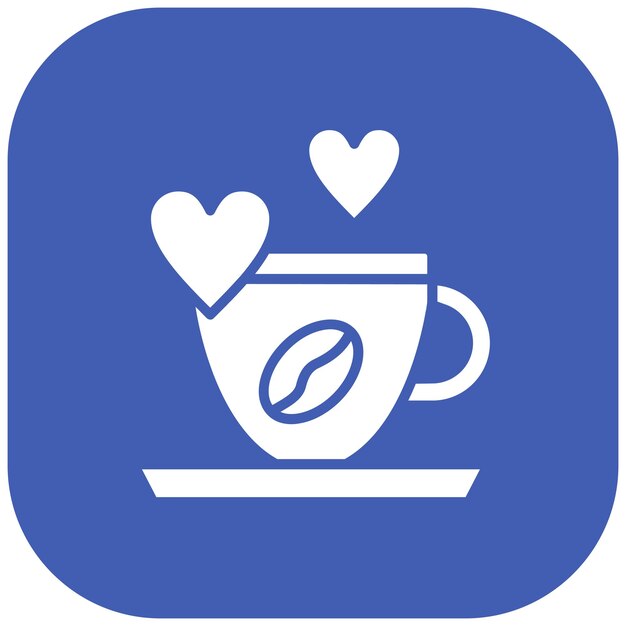 El icono del vector del corazón del café se puede usar para el conjunto de iconos de la cafetería