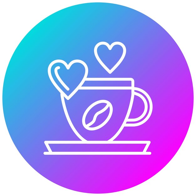 El icono del vector del corazón del café se puede usar para el conjunto de iconos de la cafetería
