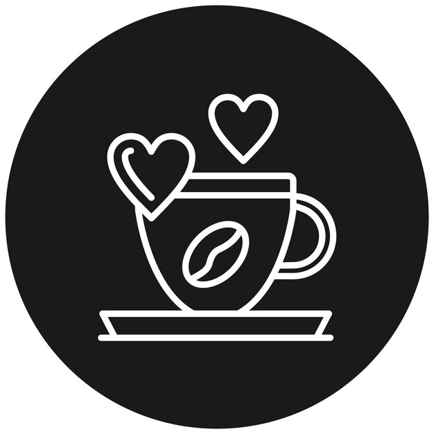 El icono del vector del corazón del café se puede usar para el conjunto de iconos de la cafetería