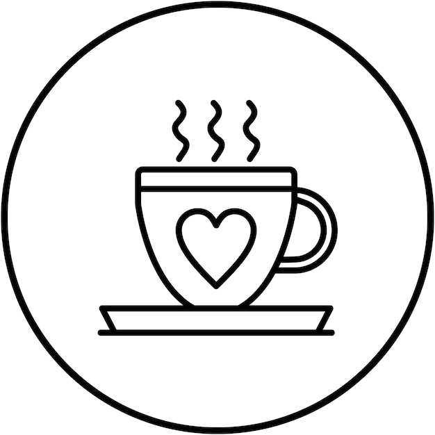 El icono del vector del corazón del café se puede usar para el conjunto de iconos de la cafetería