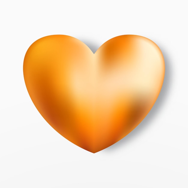 Icono de vector de corazón realista de oro símbolo romántico del amor