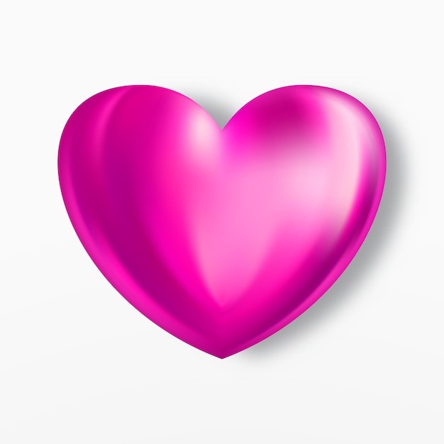 Icono de vector de corazón realista rosa símbolo romántico del amor