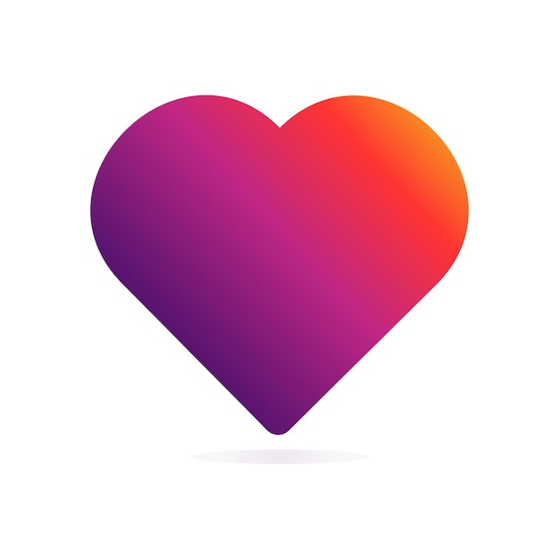 Icono de vector corazón símbolo de amor brillante con color degradado colorido en estilo plano para redes sociales