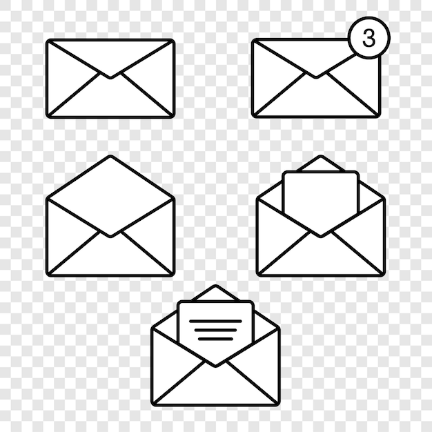 Icono de vector de correo. Las cartas en sobres. El mensaje no leído. Un nuevo mensaje. Un correo electrónico.