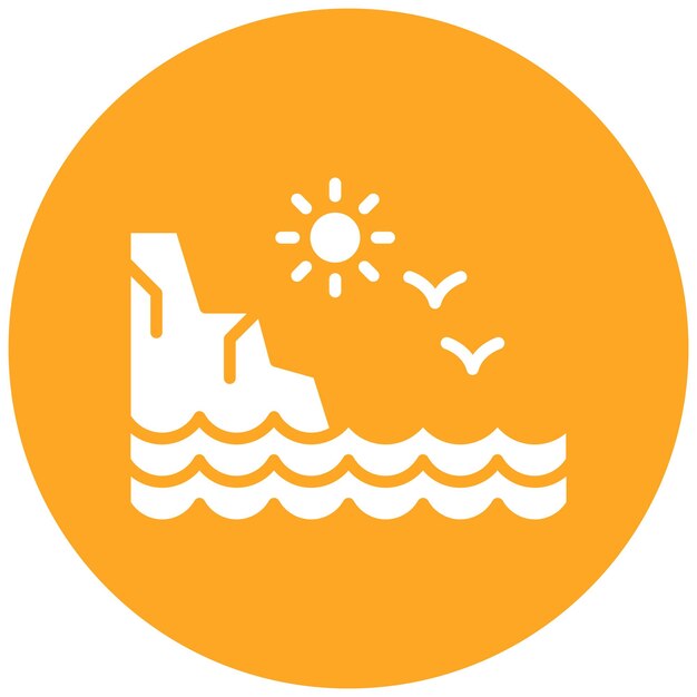 El icono del vector de la costa se puede utilizar para el conjunto de iconos de la línea de costa