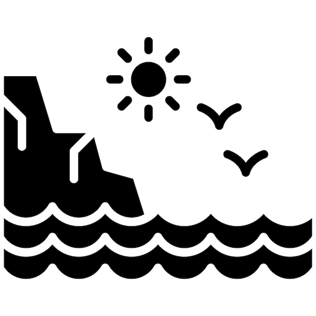 El icono del vector de la costa se puede utilizar para el conjunto de iconos de la línea de costa