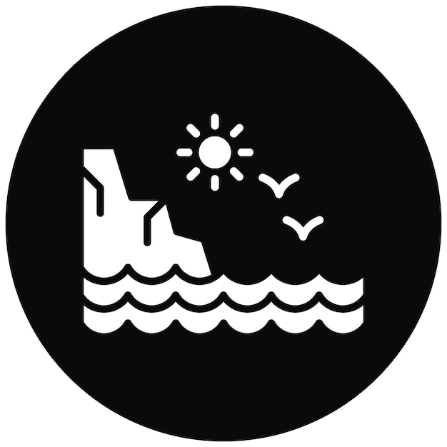 El icono del vector de la costa se puede utilizar para el conjunto de iconos de la línea de costa