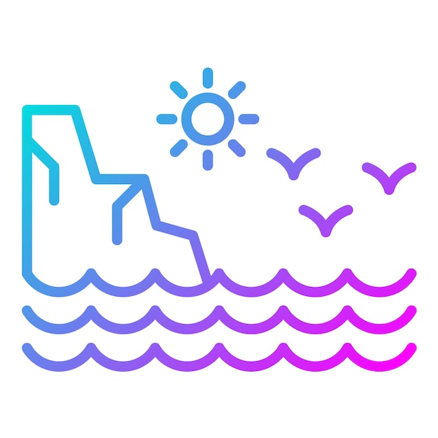 El icono del vector de la costa se puede utilizar para el conjunto de iconos de la línea de costa