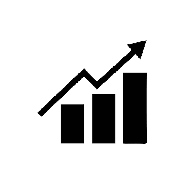 Icono del vector de crecimiento de las ganancias Barra de progreso Icono de gráfico de crecimiento Signo de gráfico Tabla de aumento de la barra de progreso