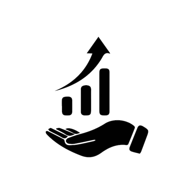 Icono del vector de crecimiento de las ganancias Barra de progreso Icono de gráfico de crecimiento Signo de gráfico Tabla de aumento de la barra de progreso