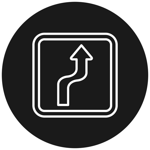 El icono de vector de curva aguda se puede usar para el conjunto de iconos de mapa y navegación