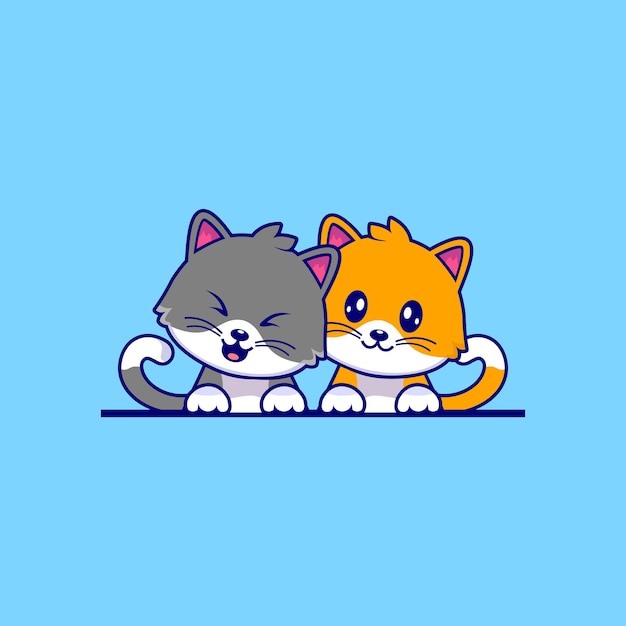 Icono de vector de dibujos animados de gato Ilustración de vector de gato lindo y feliz aislado