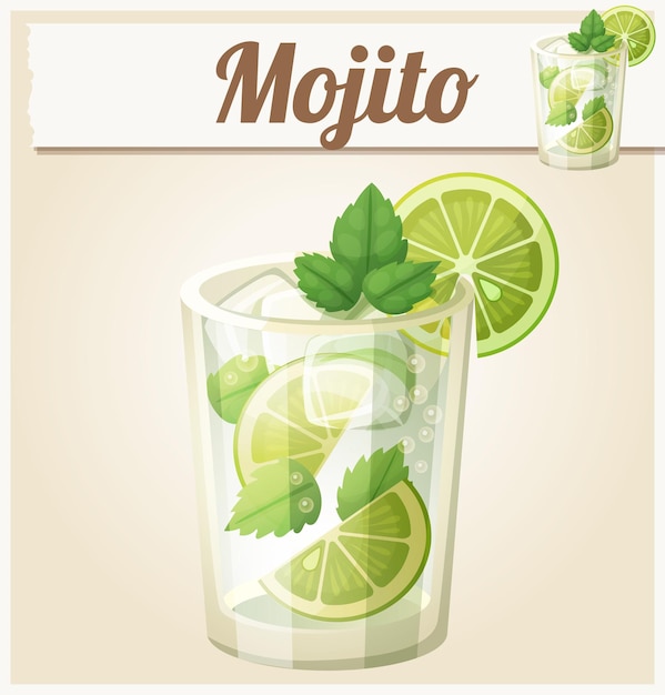 Icono de vector de dibujos animados de ilustración de mojito