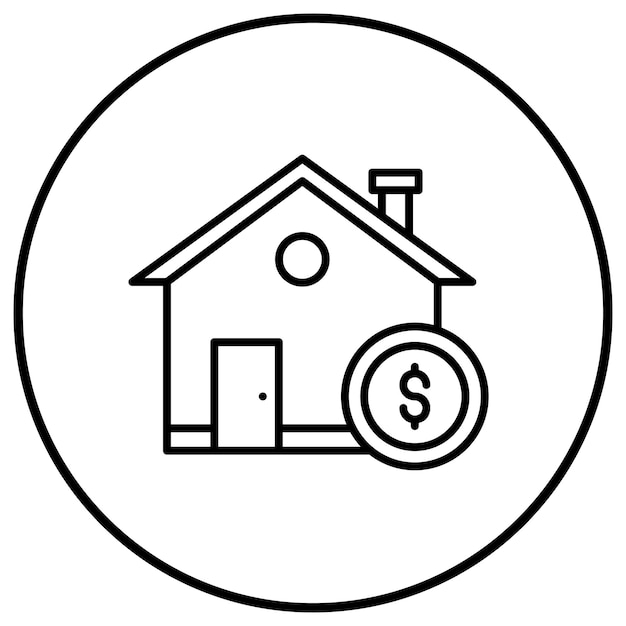 El icono del vector de dinero de la casa se puede usar para el conjunto de iconos de bienes raíces