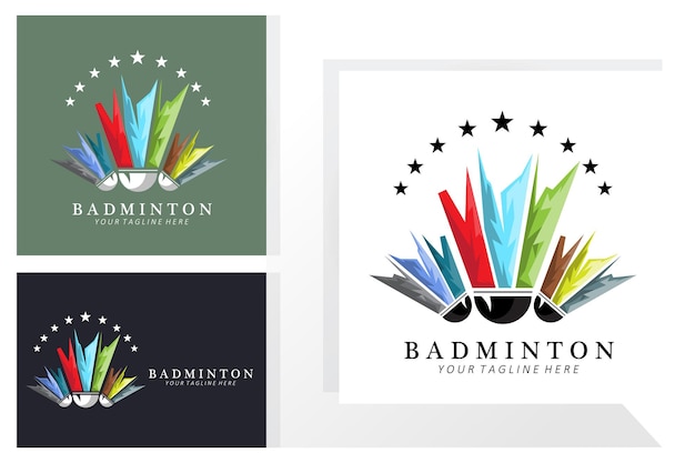 Icono de vector de diseño de logotipo de bádminton para competiciones de atletismo