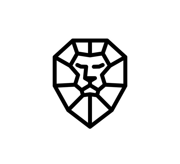 Icono de vector de diseño de logotipo de cabeza de león en forma de escudo vector elemento de diseño de forma de escudo