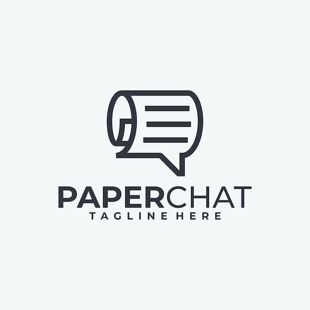 Icono de vector de diseño de logotipo de chat de papel, combinación de logotipo